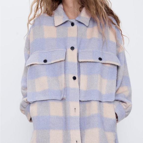 Zara Purple Plaid Overshirt - Picture 4 of 13